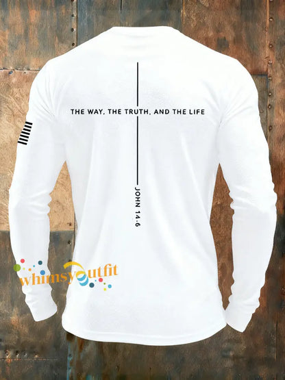 Men’s Jesus The Way The Truth The Life John 14:6 Christian Cross Long Sleeve T-shirt