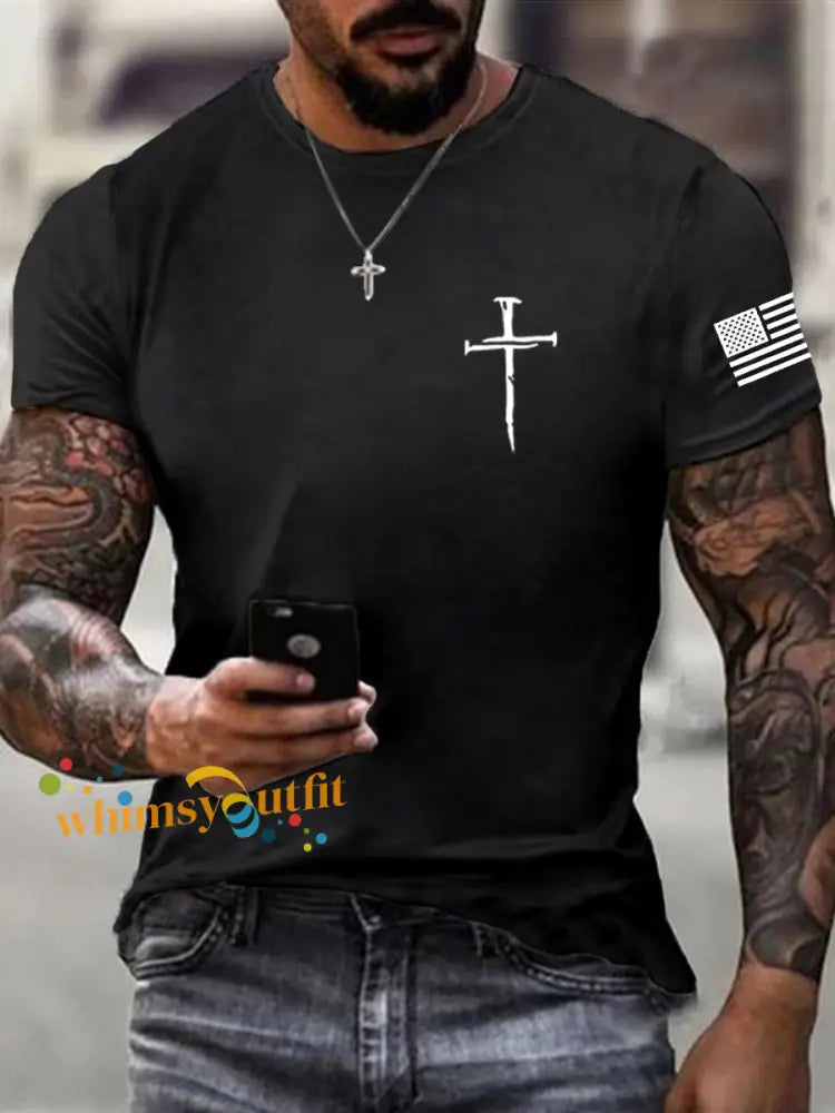 Men’s Jesus The Way The Truth The Life John 14:6 Christian Cross Short Sleeve T-shirt