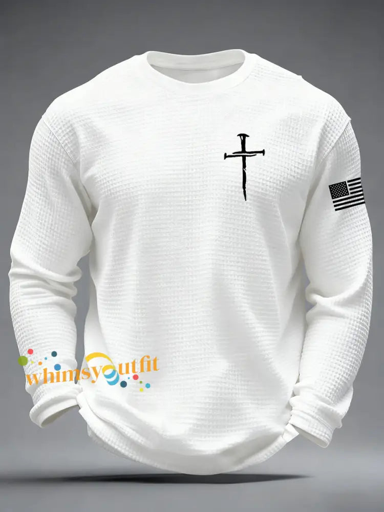 Men’s Jesus The Way The Truth The Life John 14:6 Christian Cross Waffle Long Sleeve T-Shirt