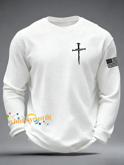 Men’s Jesus The Way The Truth The Life John 14:6 Christian Cross Waffle Long Sleeve T-Shirt