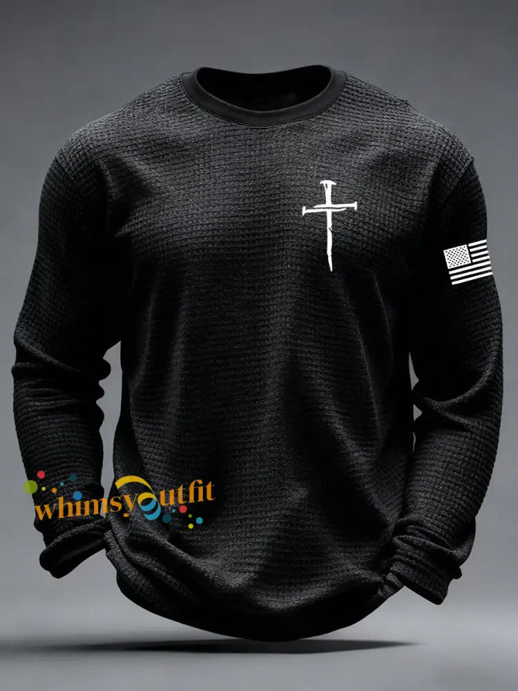 Men’s Jesus The Way The Truth The Life John 14:6 Christian Cross Waffle Long Sleeve T-Shirt