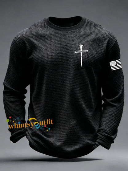 Men’s Jesus The Way The Truth The Life John 14:6 Christian Cross Waffle Long Sleeve T-Shirt