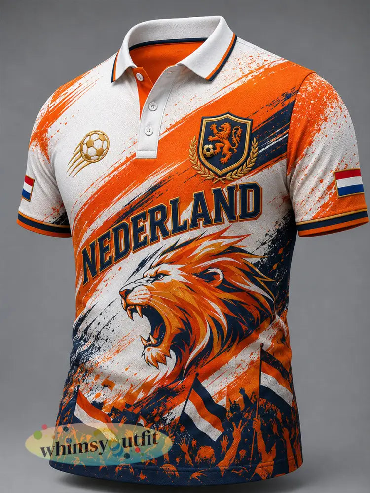 Men’s Lion Football Art Print Short-Sleeve Polo Shirt - A / S