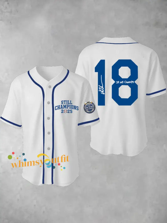 Men’s Los Angeles Dodgers Yohji Yamamoto MVP World Series Champion 2025 Reversible Baseball Short Sleeve Shirt White / S