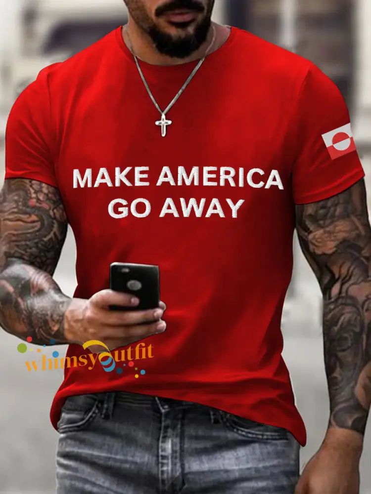 Men’s Make American Go Away Embroidered T-Shirt Red / S