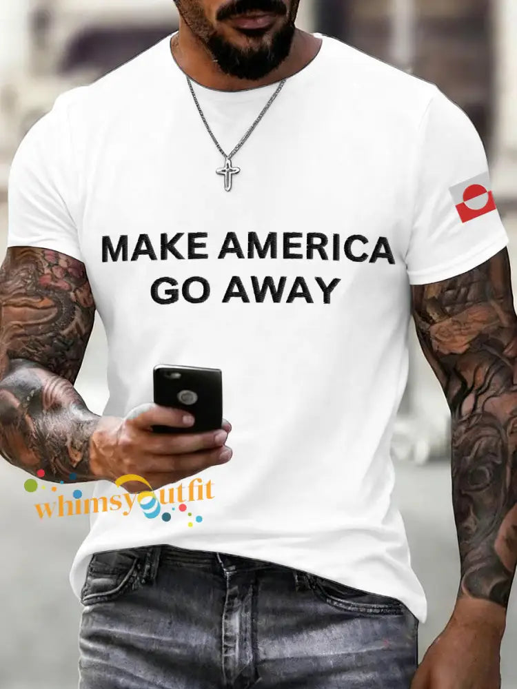 Men’s Make American Go Away Embroidered T-Shirt White / S