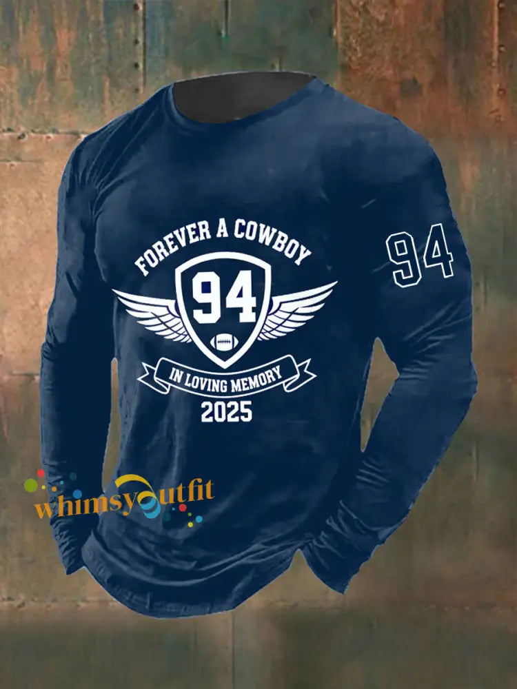 Men’s Marshawn Kneeland Printed Long Sleeved Round Neck T-shirt Navy Blue / S