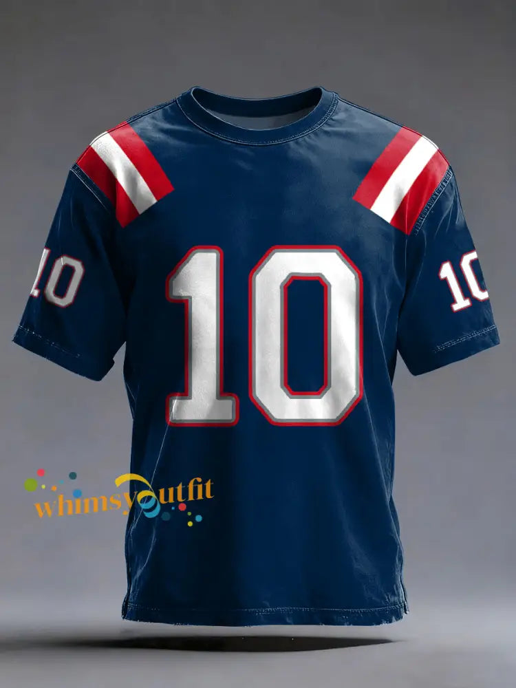 Men’s Maye 10 Patriots Football Gameday Print Football Fans Gift Casual Tee Navy Blue / S