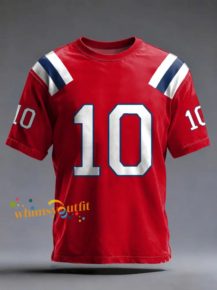 Men’s Maye 10 Patriots Football Gameday Print Football Fans Gift Casual Tee Red / S