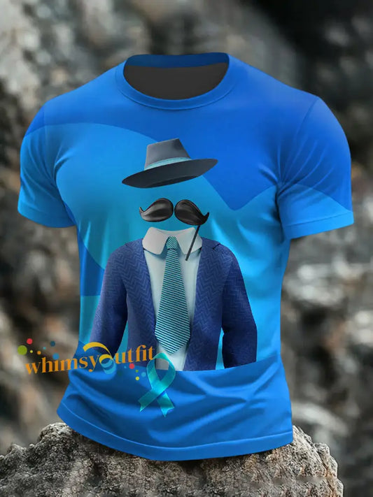 Men’s Movember T Shirts Blue / S