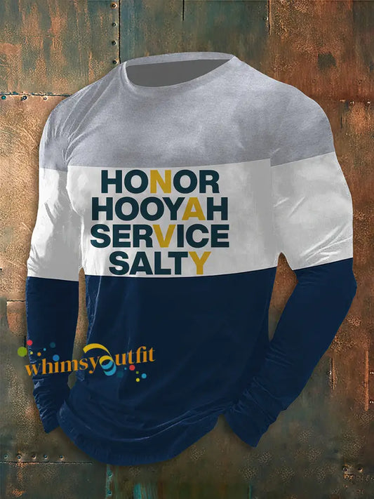 Men’s Navy 250th Anniversary Honor Hooyah Service Salty Print T-shirt As picture / S