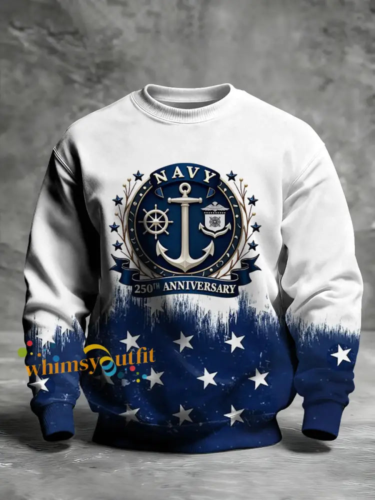 Men’s Navy 250th Anniversary Printed Crew Neck Sweatshirt As picture / S