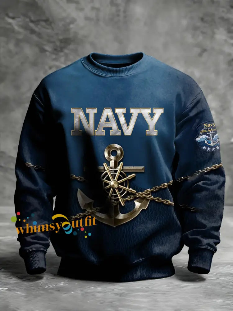 Men’s Navy 250th Anniversary Printed Crew Neck Sweatshirt As picture / S