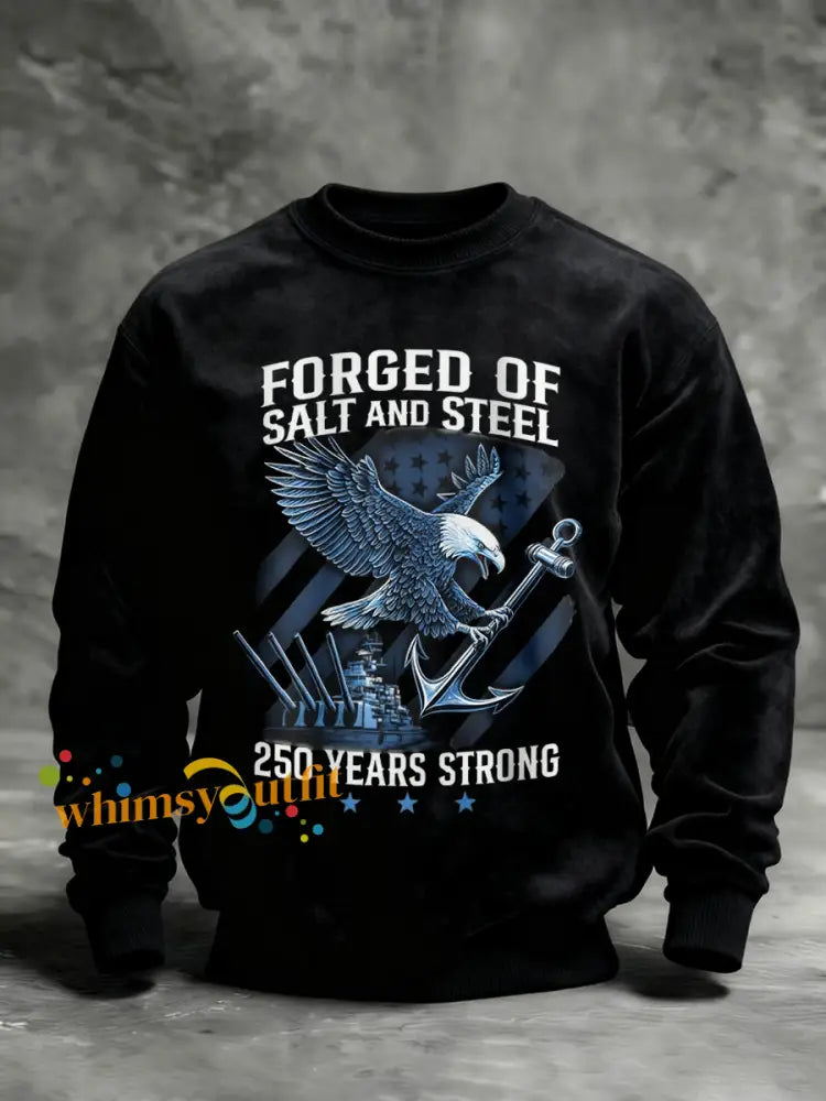 Men’s Navy 250th Anniversary Printed Crew Neck Sweatshirt Black / S