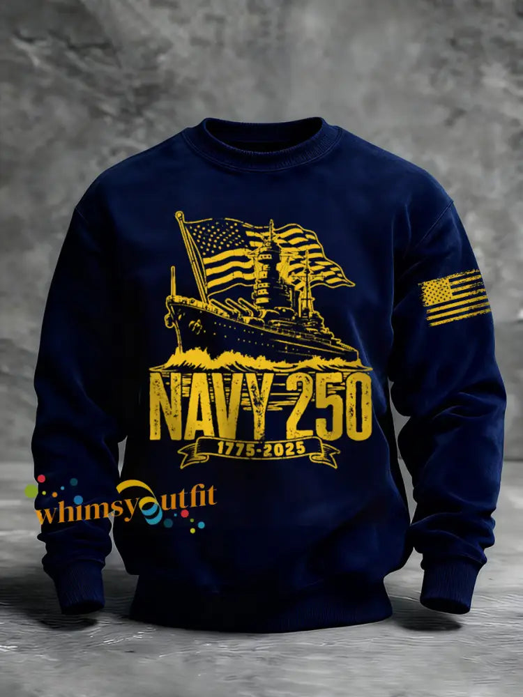 Men’s Navy 250th Anniversary Printed Crew Neck Sweatshirt Navy Blue / S