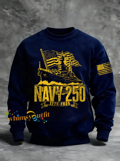 Men’s Navy 250th Anniversary Printed Crew Neck Sweatshirt Navy Blue / S