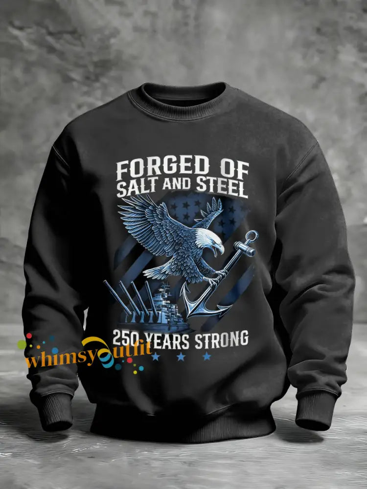 Men’s Navy 250th Anniversary Printed Crew Neck Sweatshirt Dark Gray / S