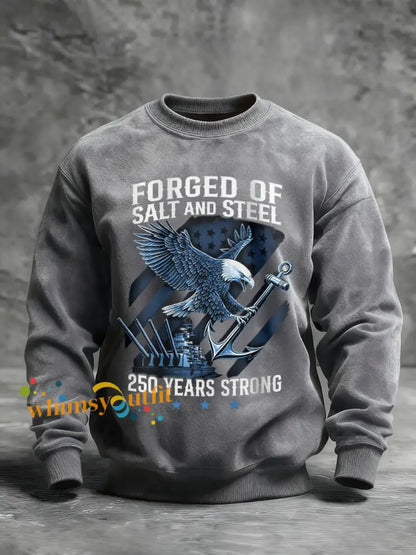 Men’s Navy 250th Anniversary Printed Crew Neck Sweatshirt Light Gray / S