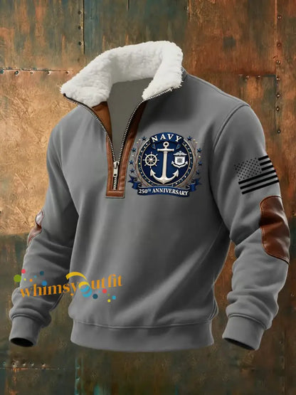 Men’s Navy 250th Anniversary Printed Hoodie Gray / S