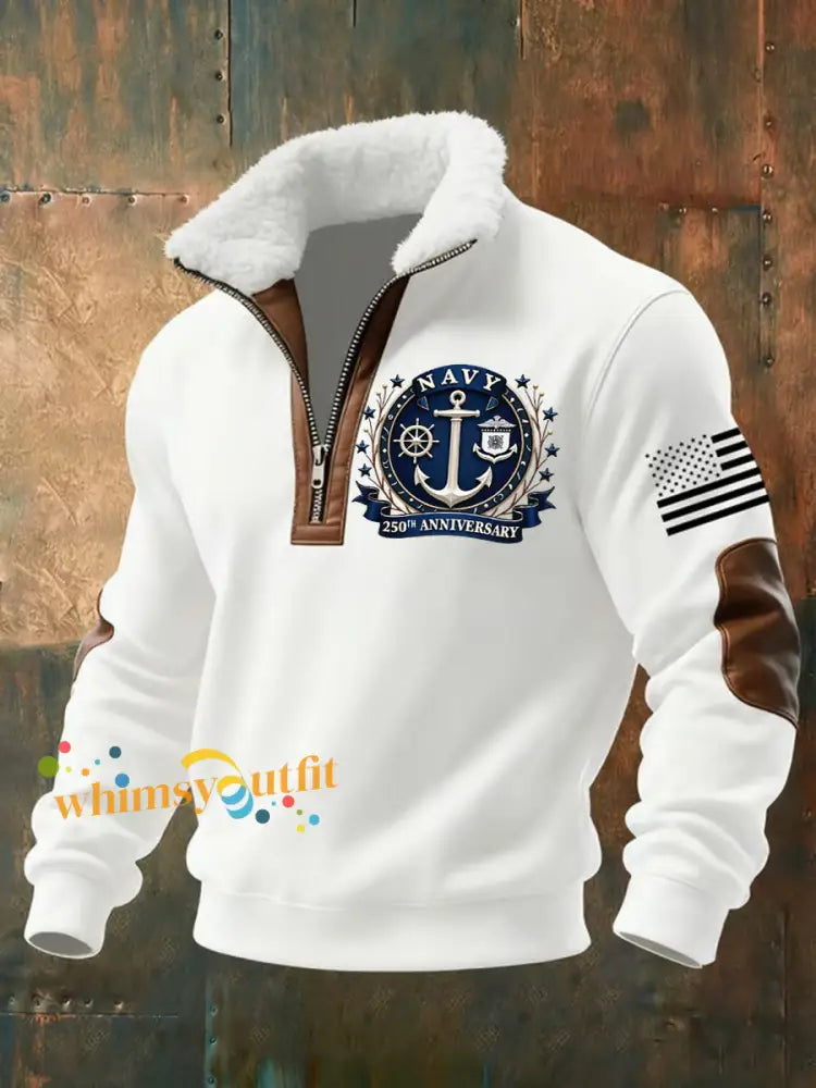Men’s Navy 250th Anniversary Printed Hoodie White / S