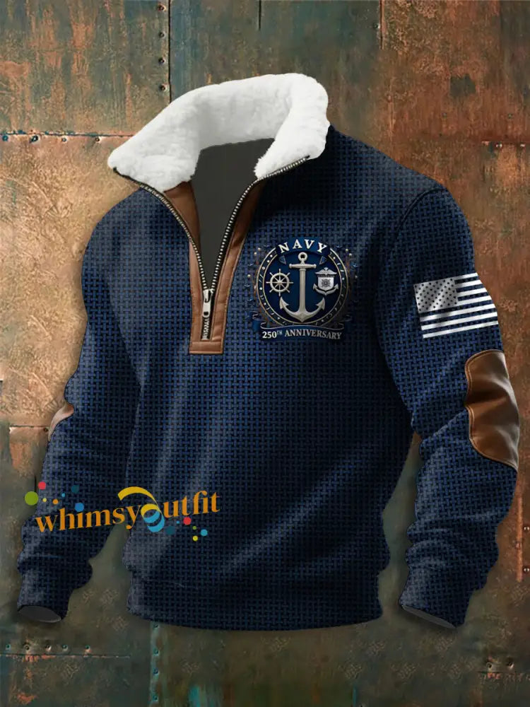 Men’s Navy 250th Anniversary Printed zip-up hoodie As picture / S