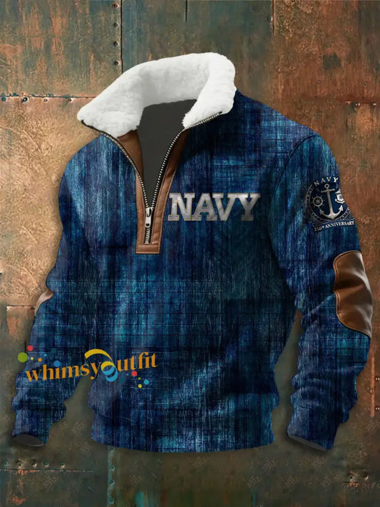 Men’s Navy 250th Anniversary Printed zip-up hoodie As picture / S