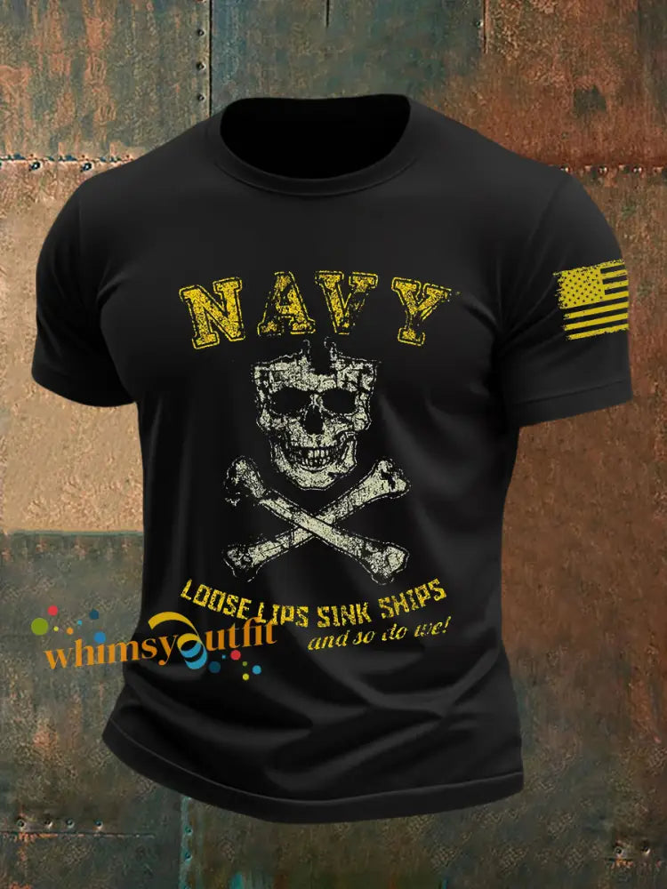 Men’s Navy Birthday Short-sleeved T-shirt Black / S