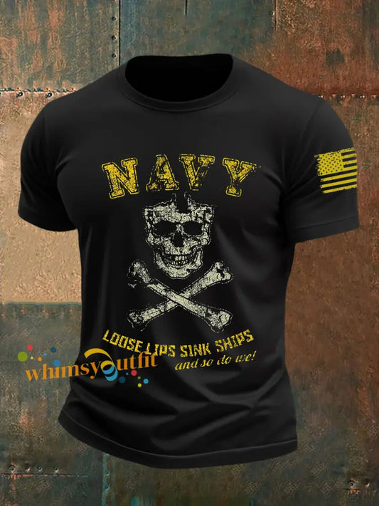 Men’s Navy Birthday Short-sleeved T-shirt Black / S