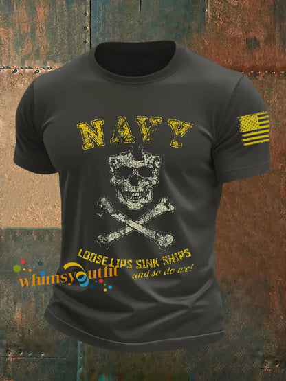 Men’s Navy Birthday Short-sleeved T-shirt Dark Gray / S