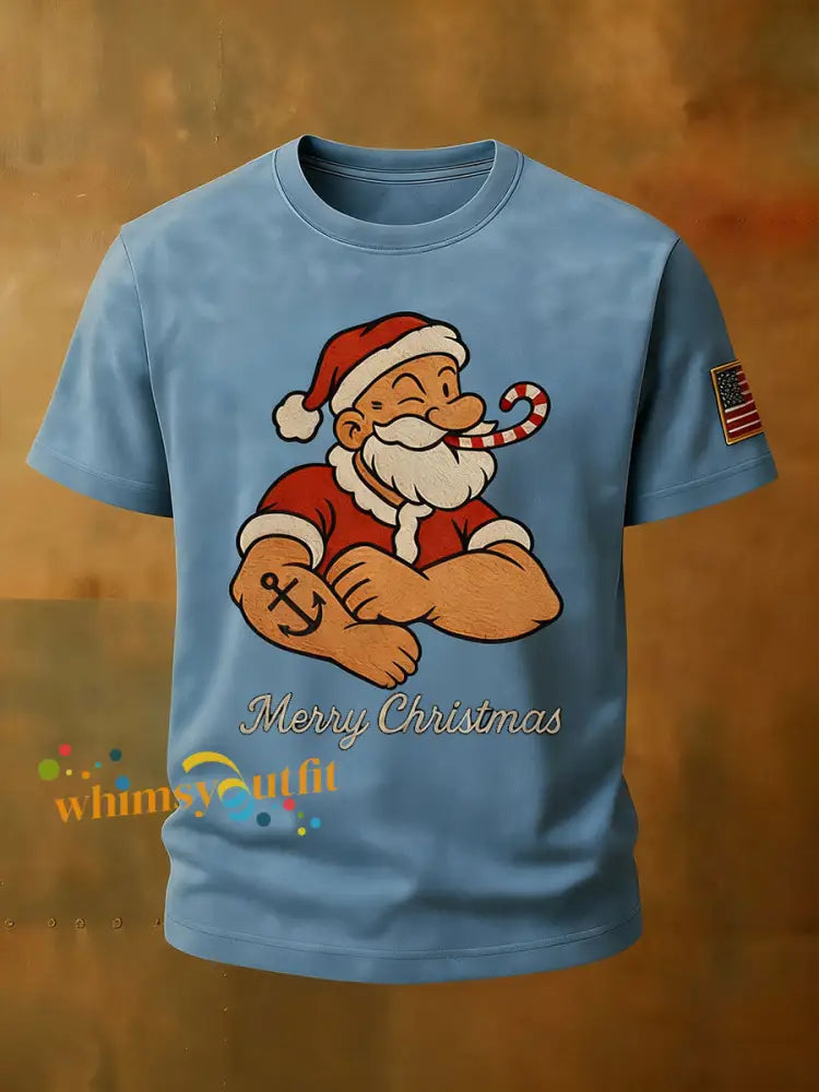 Men’s Navy Christmas Art Short Sleeves T-shirt Blue / S