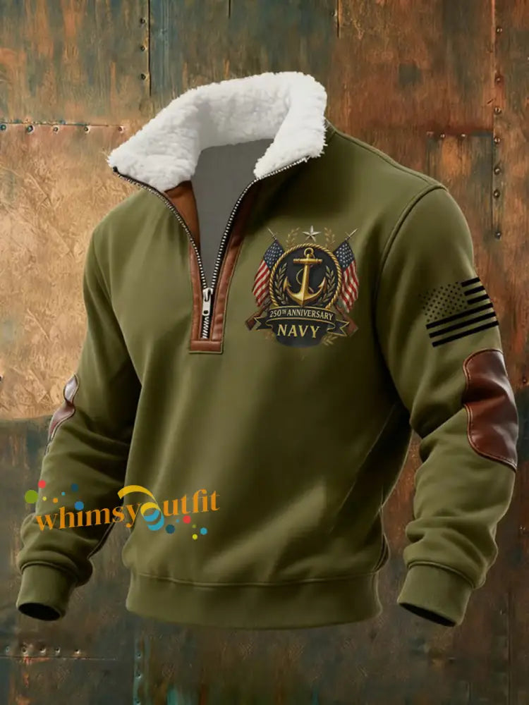 Men’s Navy Printed Sweatshirt Army Green / S