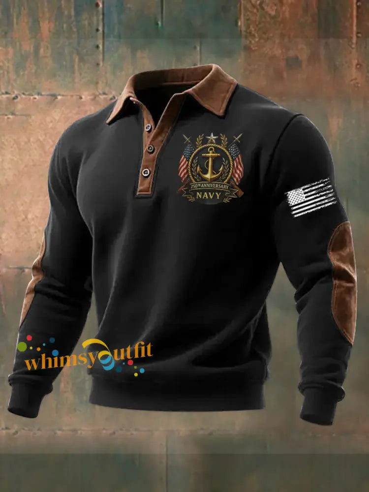 Men’s Navy Printed Sweatshirt Black / S