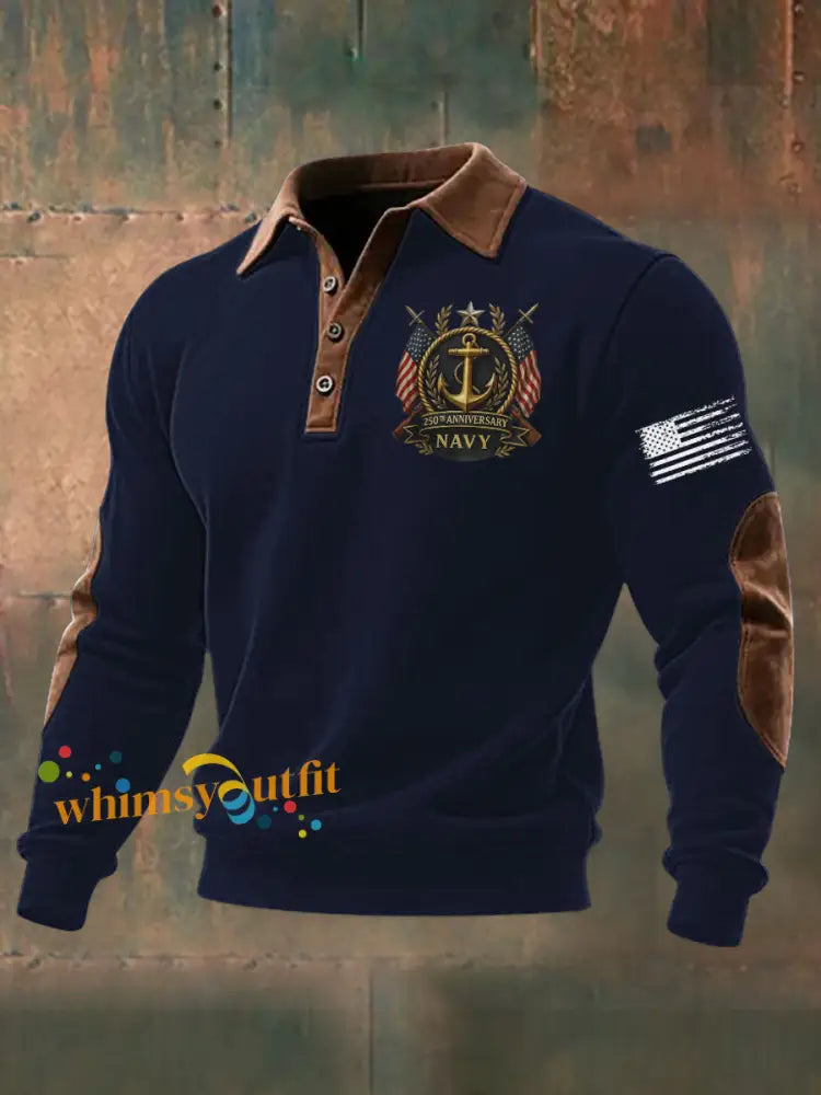 Men’s Navy Printed Sweatshirt Navy Blue / S