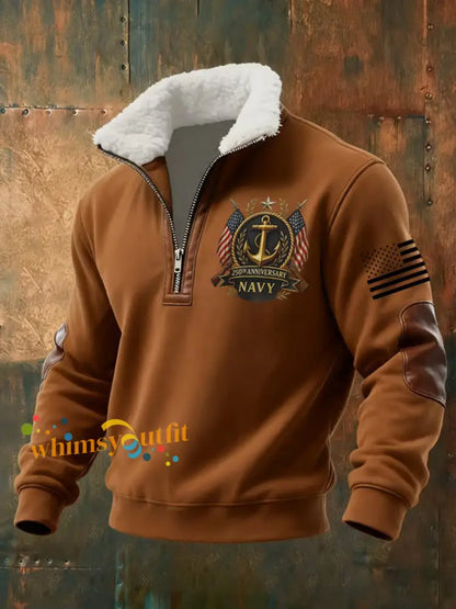 Men’s Navy Printed Sweatshirt Brown / S