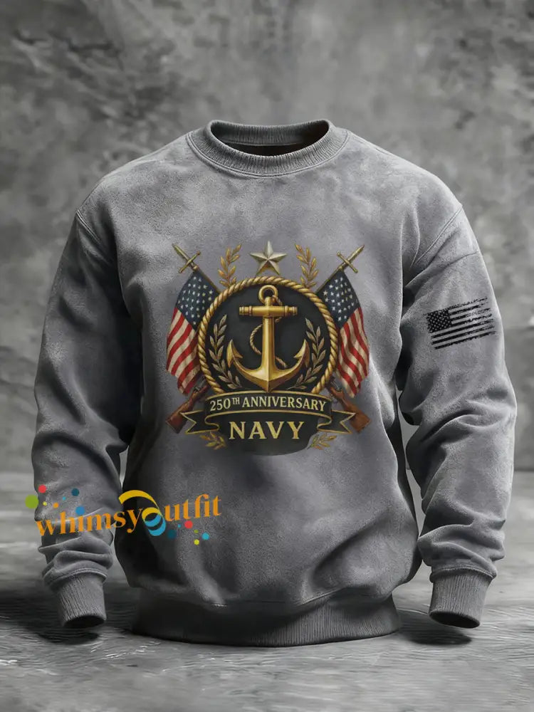Men’s Navy Printed Sweatshirt Gray / S