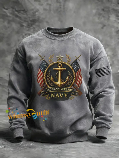 Men’s Navy Printed Sweatshirt Gray / S