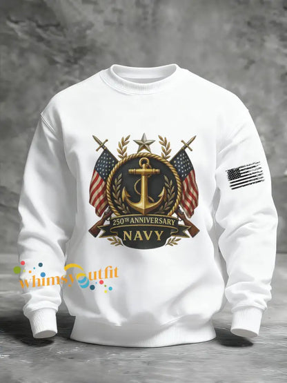 Men’s Navy Printed Sweatshirt White / S