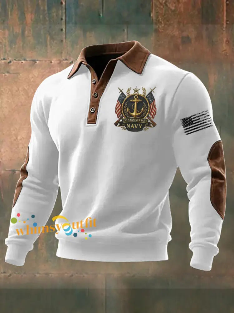 Men’s Navy Printed Sweatshirt White / S