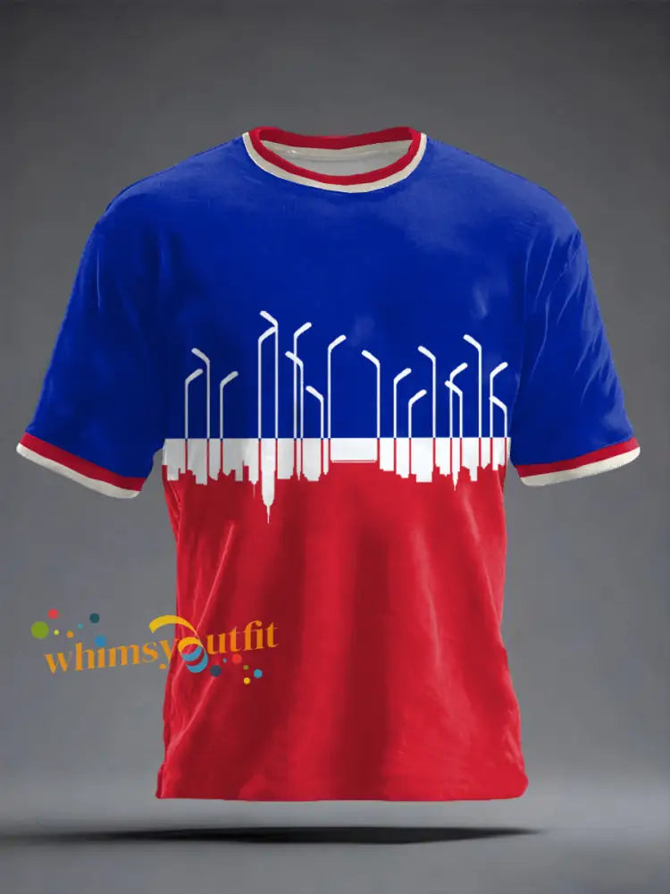 Men’s New York Ice Hockey Print short sleeves t-shirt As picture / S