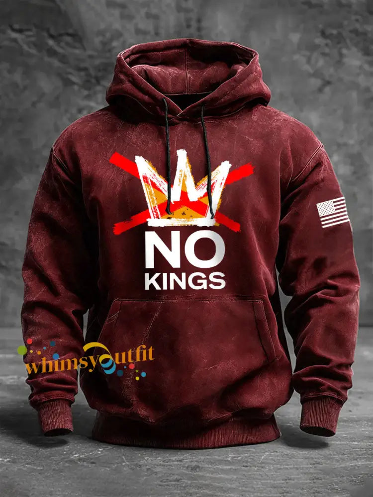 Men’s No Kings Hoodies Wine Red / S