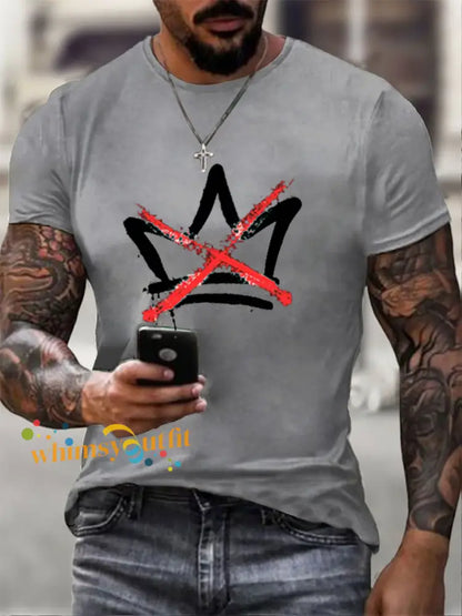 Men’s No Kings imitation cotton short-sleeved T-shirt Light Gray / S