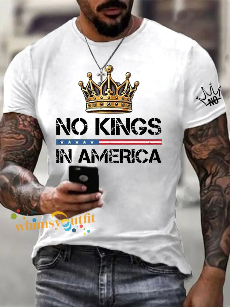 Men’s No Kings In America Print Short Sleeve T-shirt White / S