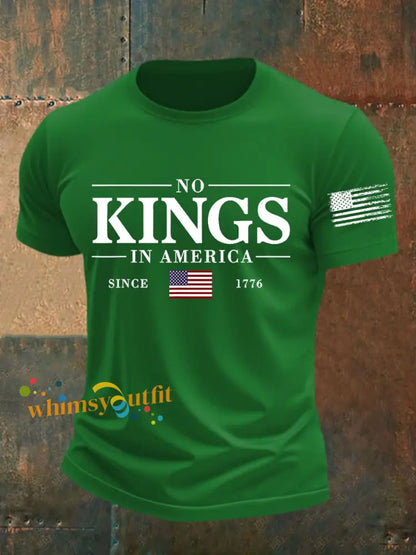 Men’s No Kings In America Resist Trump Protest Patriotic T-shirt Green / S