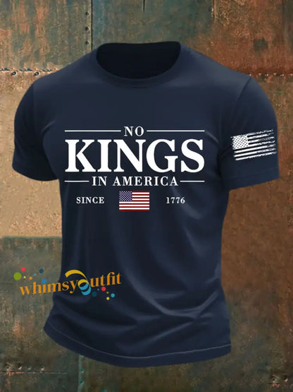 Men’s No Kings In America Resist Trump Protest Patriotic T-shirt Navy Blue / S