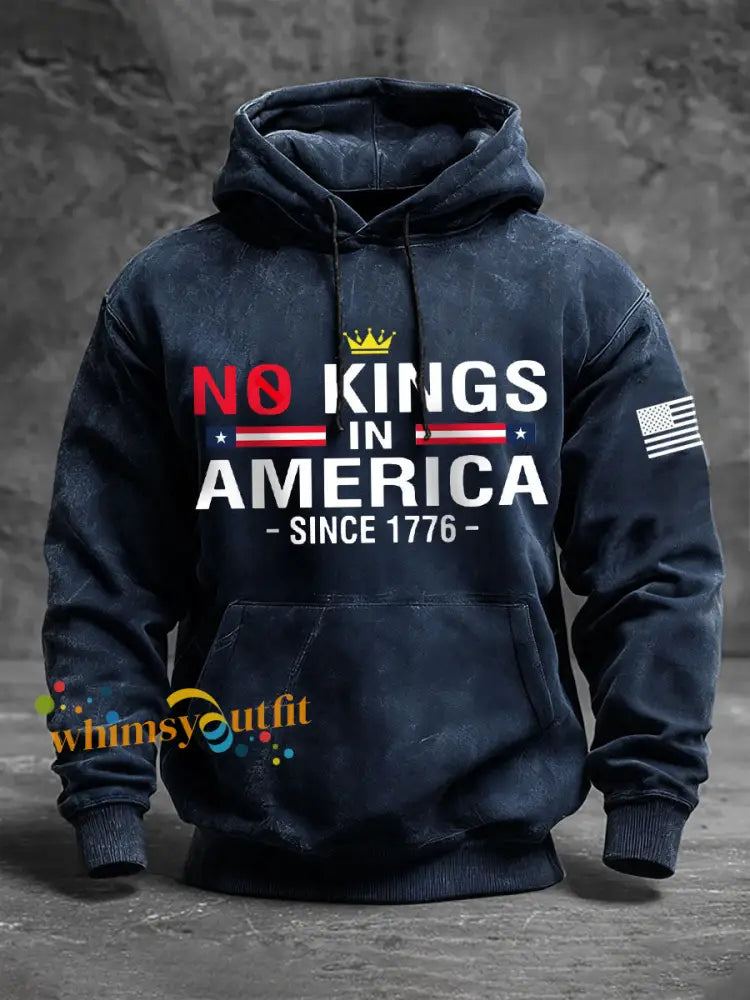 Men’s ’No Kings in America Since 1776’ Hoodies Navy Blue / S