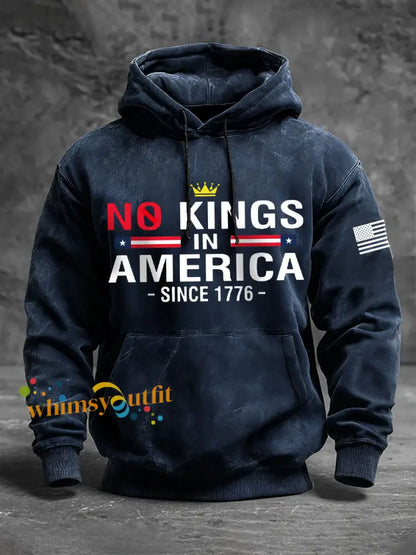 Men’s ’No Kings in America Since 1776’ Hoodies Navy Blue / S