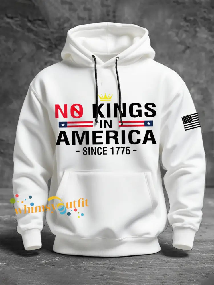 Men’s ’No Kings in America Since 1776’ Hoodies White / S