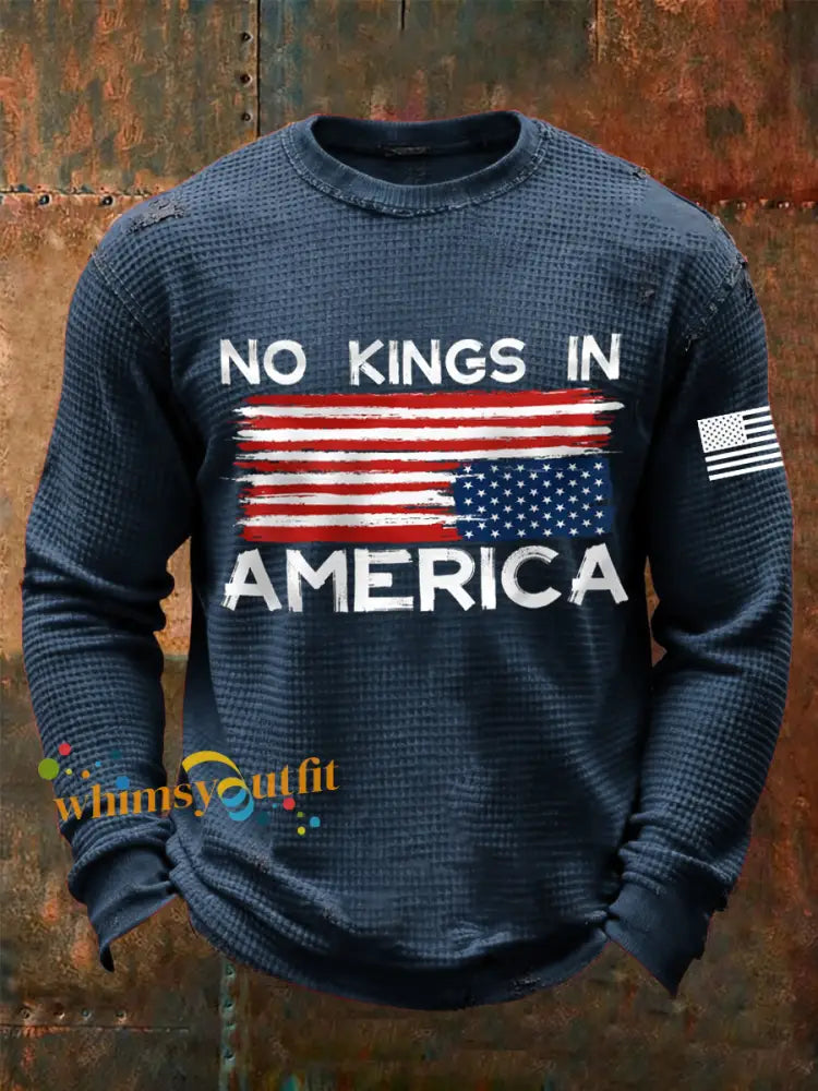 Men’s ’No Kings in America’ T-shirts Blue / S