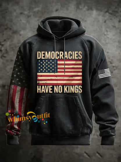 Men’s No Kings Oversized Drop-Shoulder Hoodie with Pockets Black / S