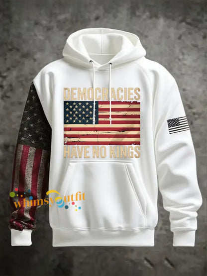 Men’s No Kings Oversized Drop-Shoulder Hoodie with Pockets White / S